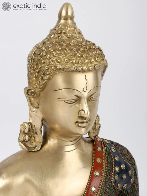 15" Preaching Buddha | Brass with Stone and Filigree Work