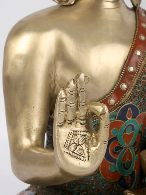 15" Preaching Buddha | Brass with Stone and Filigree Work