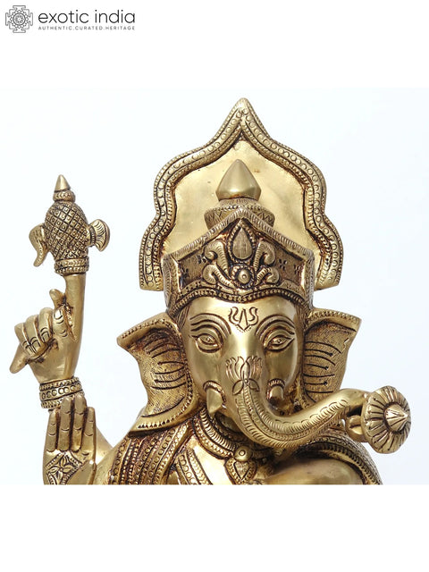 18'' Dancing Four-Handed Lord Ganesha | Brass Statue