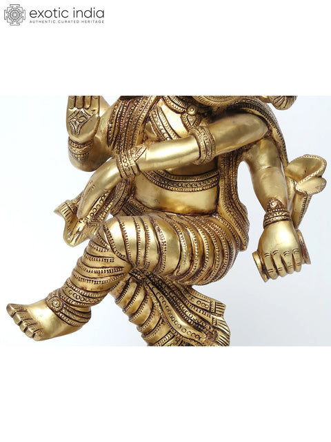18'' Dancing Four-Handed Lord Ganesha | Brass Statue