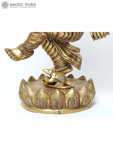18'' Dancing Four-Handed Lord Ganesha | Brass Statue
