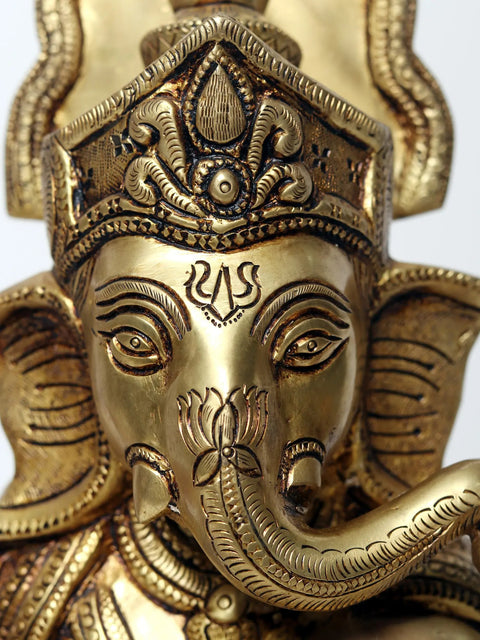 18'' Dancing Four-Handed Lord Ganesha | Brass Statue