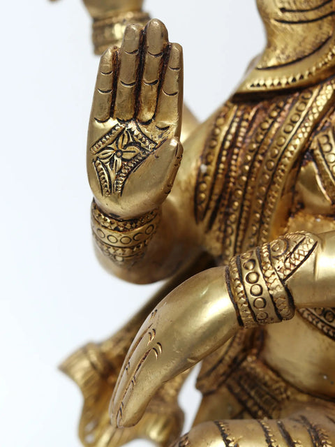 18'' Dancing Four-Handed Lord Ganesha | Brass Statue