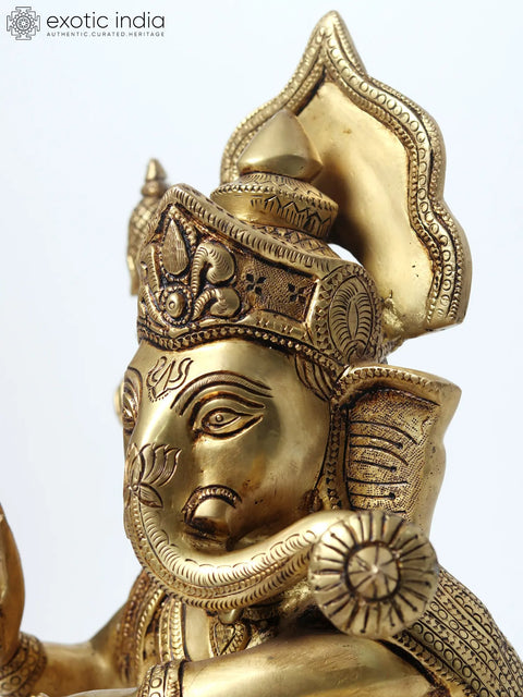 18'' Dancing Four-Handed Lord Ganesha | Brass Statue