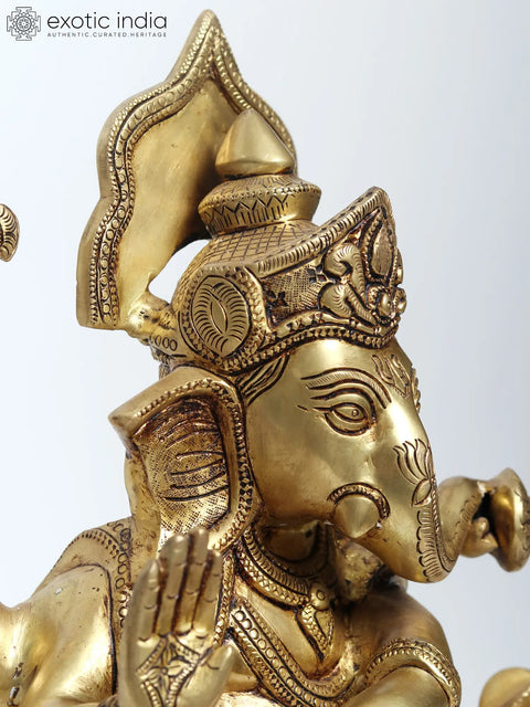 18'' Dancing Four-Handed Lord Ganesha | Brass Statue