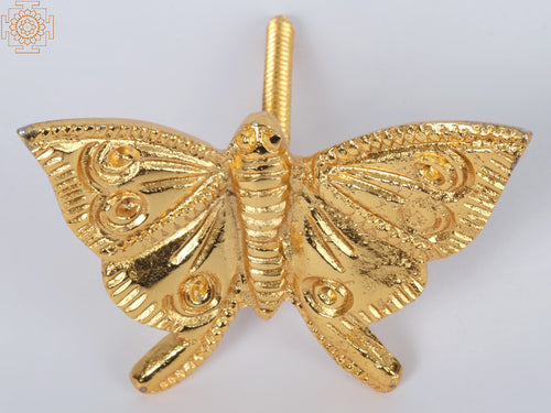 3" Gold-Plated Butterfly Wall Hanging Brass Sculpture