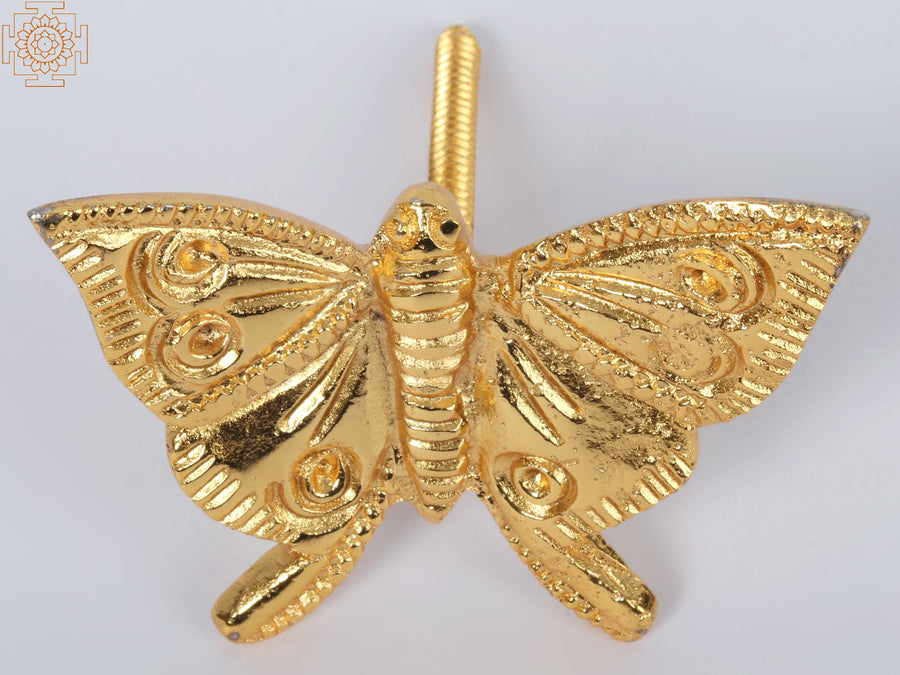 3" Gold-Plated Butterfly Wall Hanging Brass Sculpture