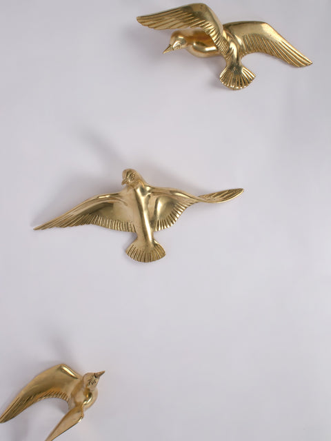 Decorative Wall Hanging Birds in Brass (Set of Four) | Wall Decor
