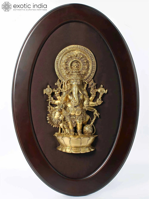 Handmade Brass Drishti Ganesha Framed Sculpture for Home Decor