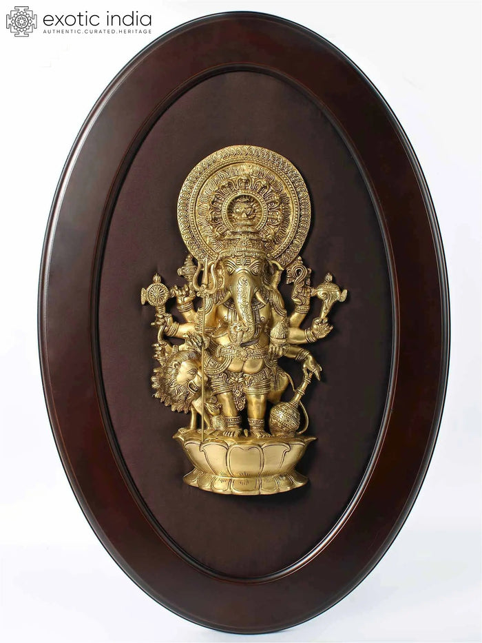 Handmade Brass Drishti Ganesha Framed Sculpture for Home Decor