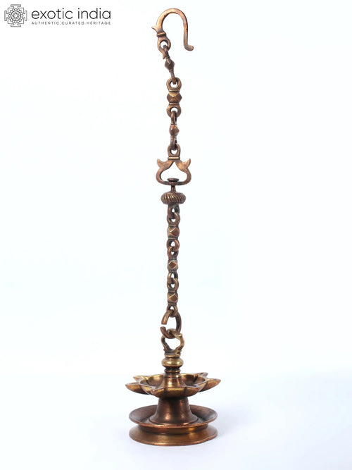 24" Brown Toned Brass Hanging Lamp for Home Decor