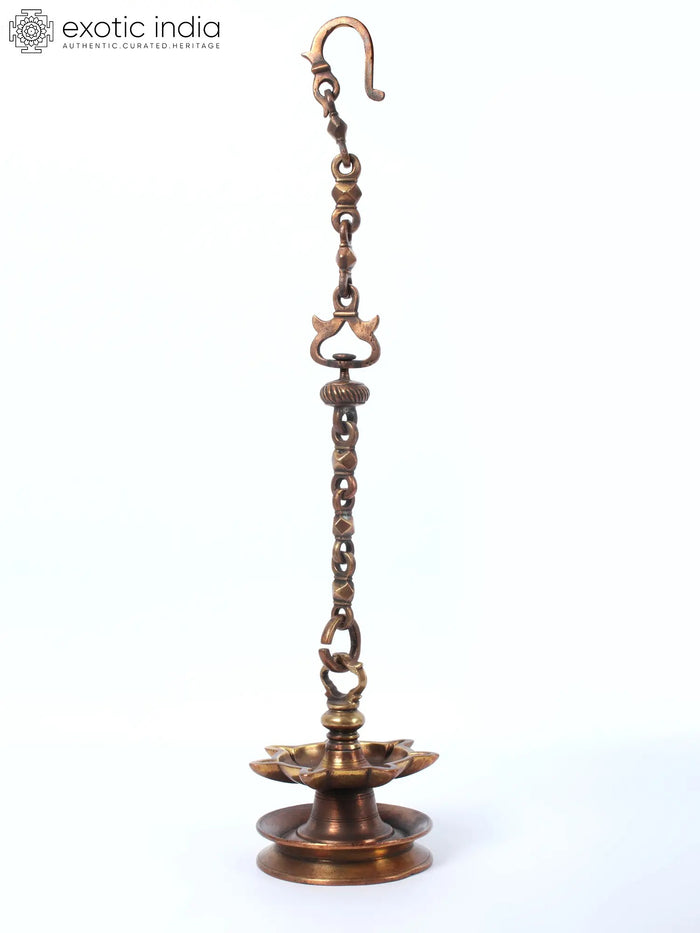 24" Brown Toned Brass Hanging Lamp for Home Decor