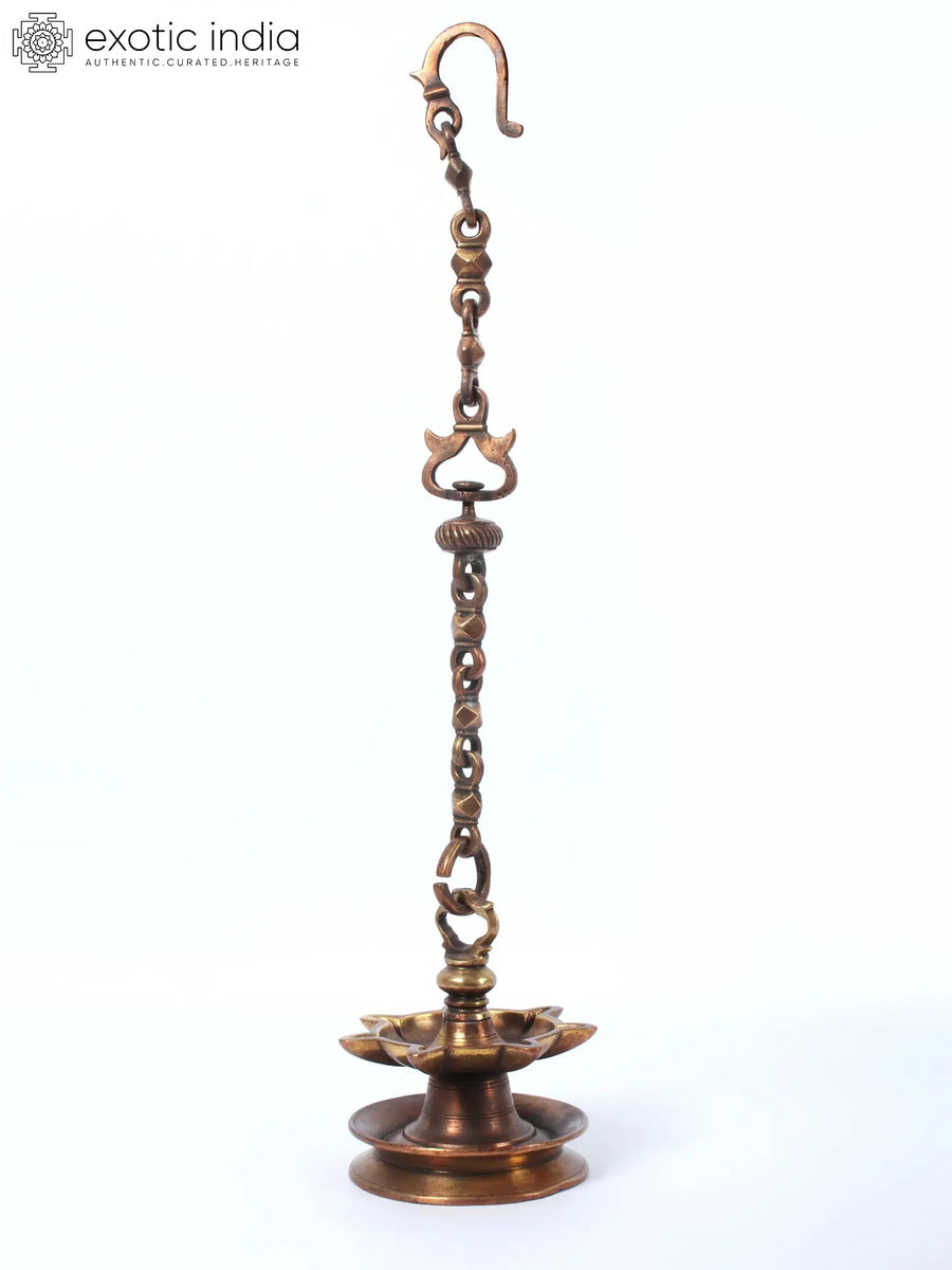 24" Brown Toned Brass Hanging Lamp for Home Decor