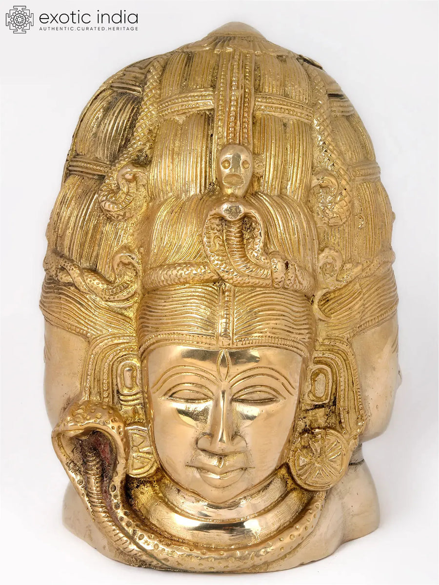 6" Shiva Parvati Head Brass Statue