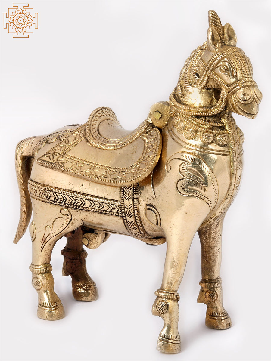 6" Standing Horse Brass Cash Box Statue