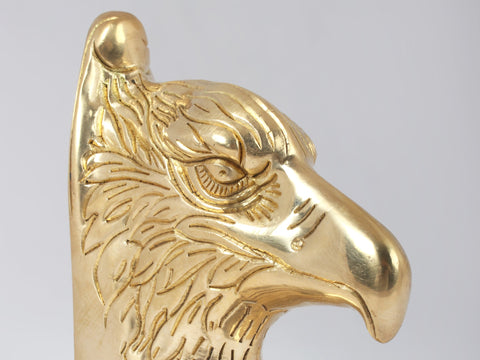 5'' Furious Bald Eagle Head Figurine | Brass Table Decor