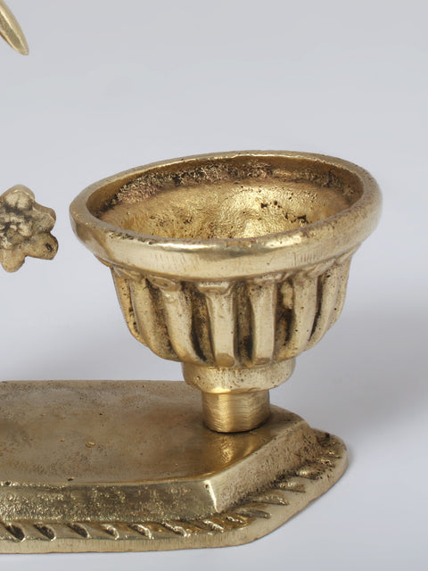 4'' Woodpecker with Small Bowl | Brass Table Decor