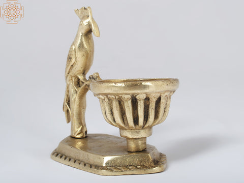 4'' Woodpecker with Small Bowl | Brass Table Decor