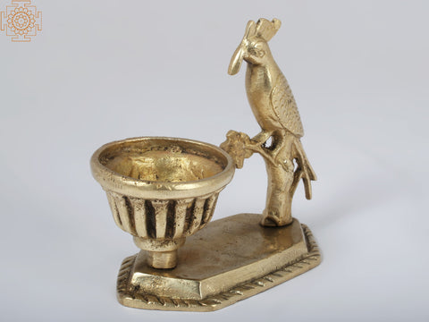 4'' Woodpecker with Small Bowl | Brass Table Decor