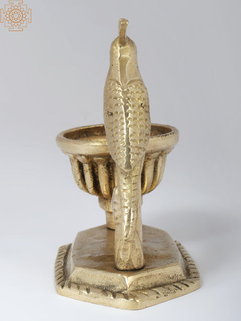 4'' Woodpecker with Small Bowl | Brass Table Decor