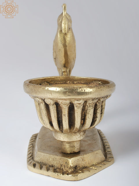 4'' Woodpecker with Small Bowl | Brass Table Decor