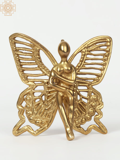 3" Small Brass Butterfly Fairy Decorative Statue