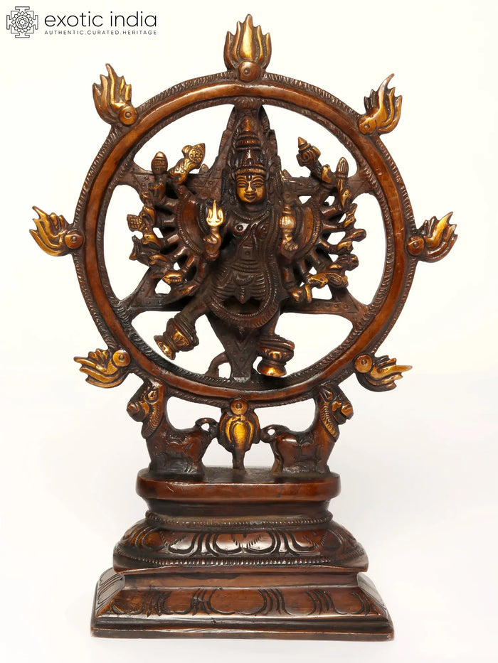 9" Brass Sudarshana Chakra Vishnu Narasimha Statue