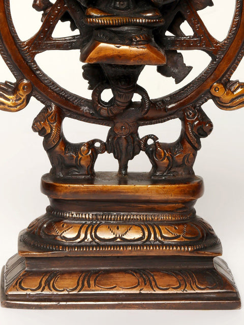 9" Brass Sudarshana Vishnu with Narasimha On Reverse