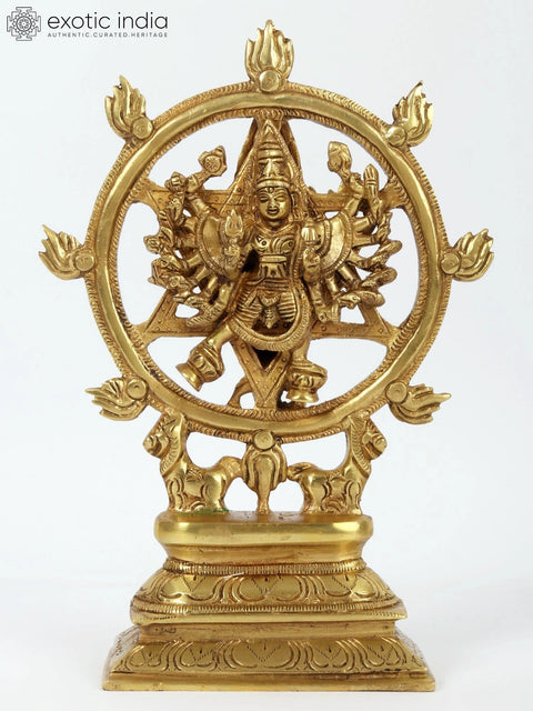 9" Brass Sudarshana Vishnu with Narasimha On Reverse