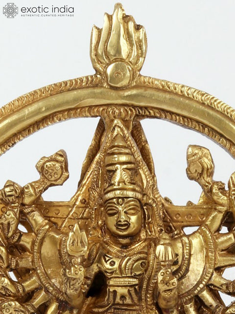 9" Brass Sudarshana Vishnu with Narasimha On Reverse