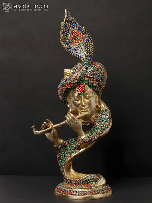 20" Stylised Krishna Modern Art Brass Statue with Inlay Work