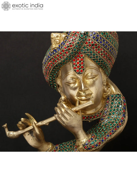20'' Stylised Krishna Modern Art Statue | Brass With Inlay Work