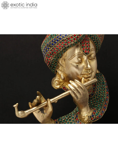 20'' Stylised Krishna Modern Art Statue | Brass With Inlay Work