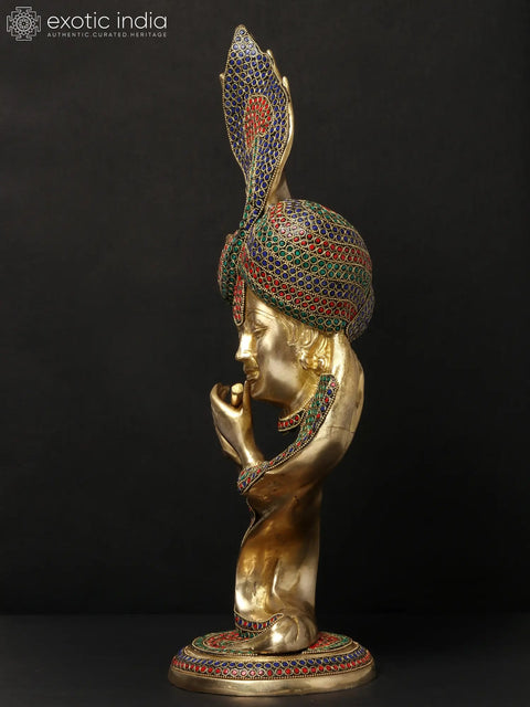 20'' Stylised Krishna Modern Art Statue | Brass With Inlay Work