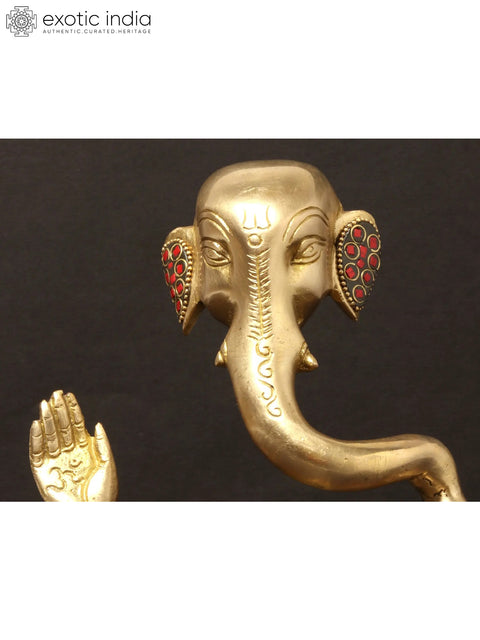 7'' Stylised Ganesha Modern Art Statue | Brass With Inlay Work