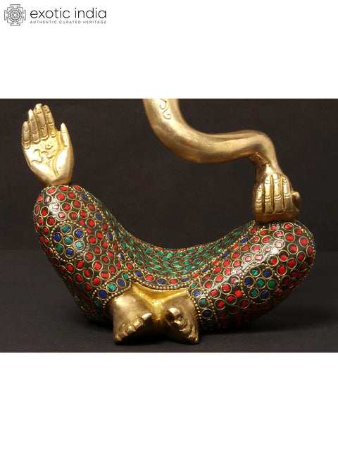7'' Stylised Ganesha Modern Art Statue | Brass With Inlay Work