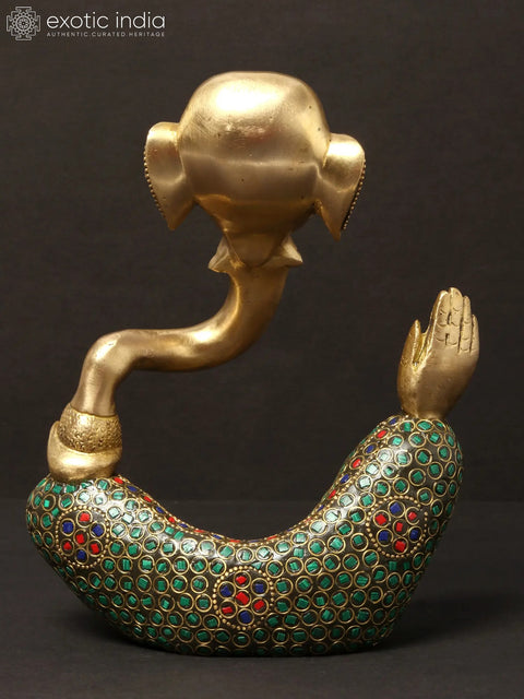7'' Stylised Ganesha Modern Art Statue | Brass With Inlay Work