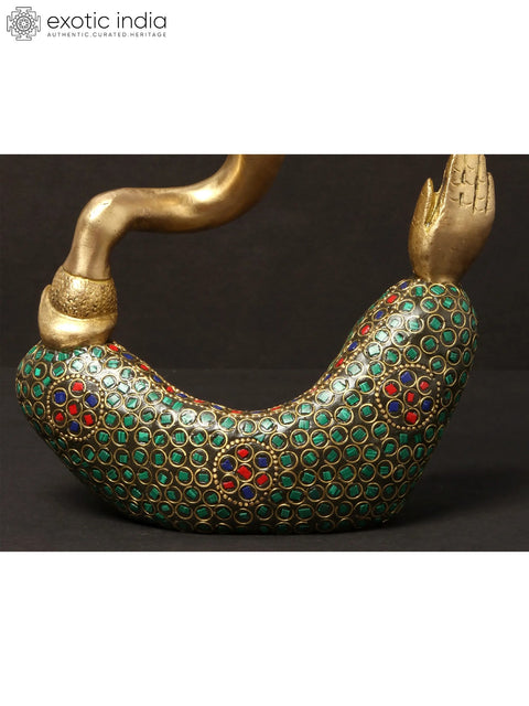 7'' Stylised Ganesha Modern Art Statue | Brass With Inlay Work