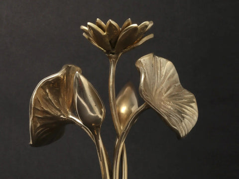 11'' Brass Plant with Flowers and Buds | Showpiece for table Decor