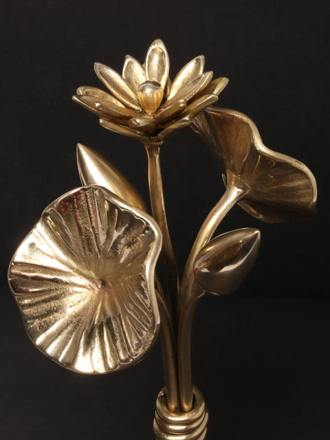 11'' Brass Plant with Flowers and Buds | Showpiece for table Decor