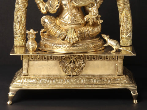 17'' Four-Handed Ganesha With Unique Arch | Brass