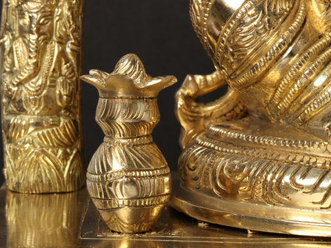 17'' Four-Handed Ganesha With Unique Arch | Brass