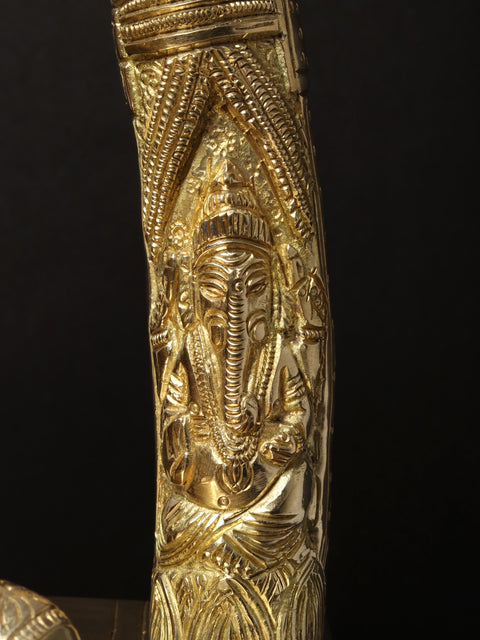 17'' Four-Handed Ganesha With Unique Arch | Brass