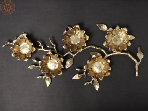 Brass Flower Decor Stand for Home Pooja