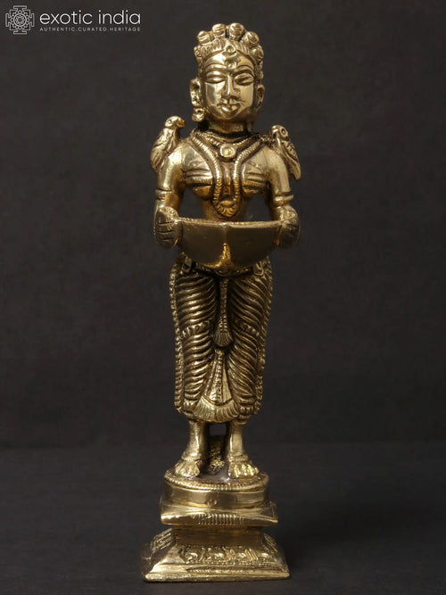 Paavai Vilakku Brass Statue - Handmade Lakshmi Idol