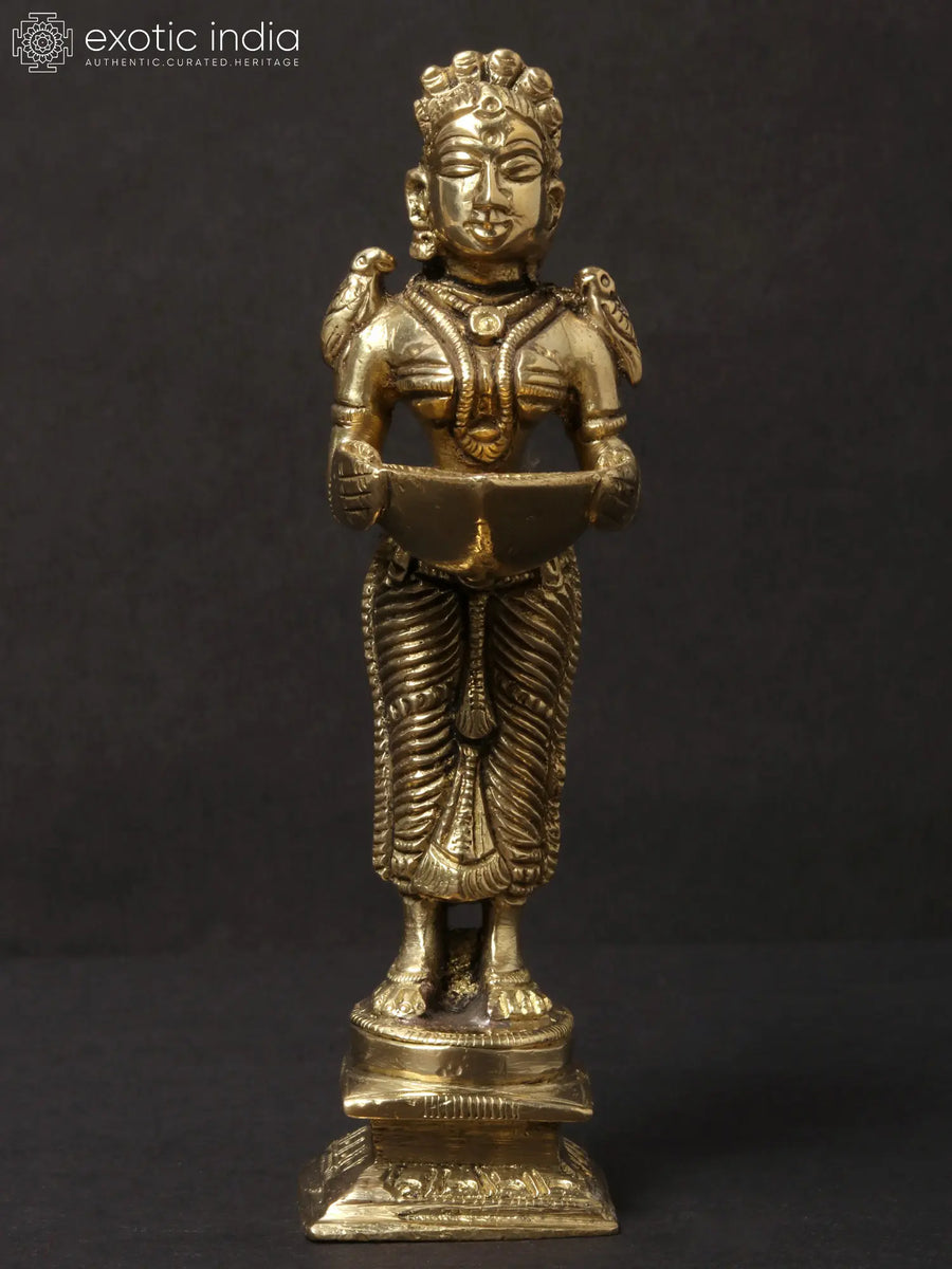 Paavai Vilakku Brass Statue - Handmade Lakshmi Idol