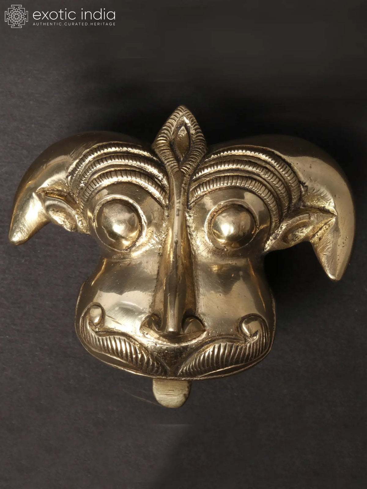 3'' Small Kirtimukha Brass Wall Hanging