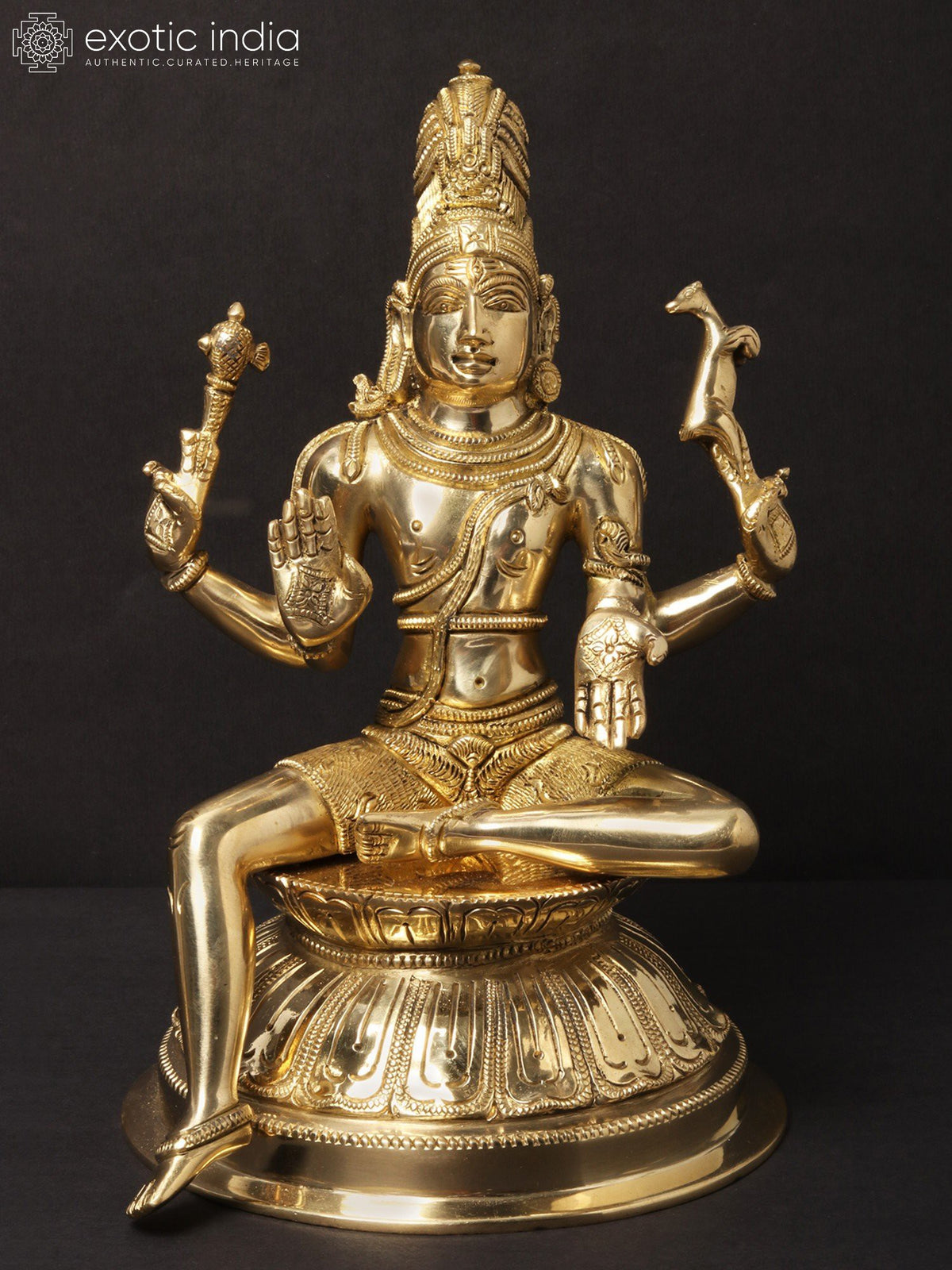 9" Pashupatinath Hindu God Brass Statue Handmade