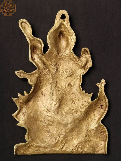 9'' Goddess Saraswati Wall Hanging Brass Statue