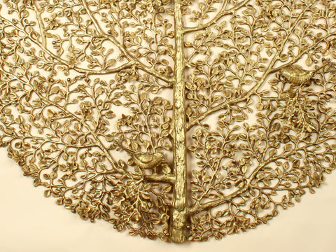 36" Large Brass Tree of Life with Chirping Birds | Wall Hanging